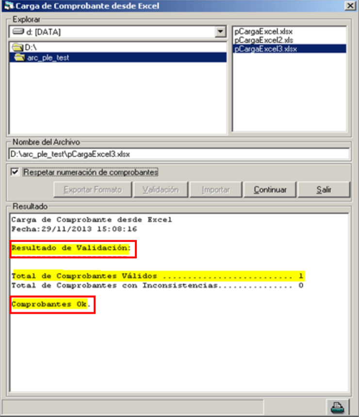 Validación en Concar